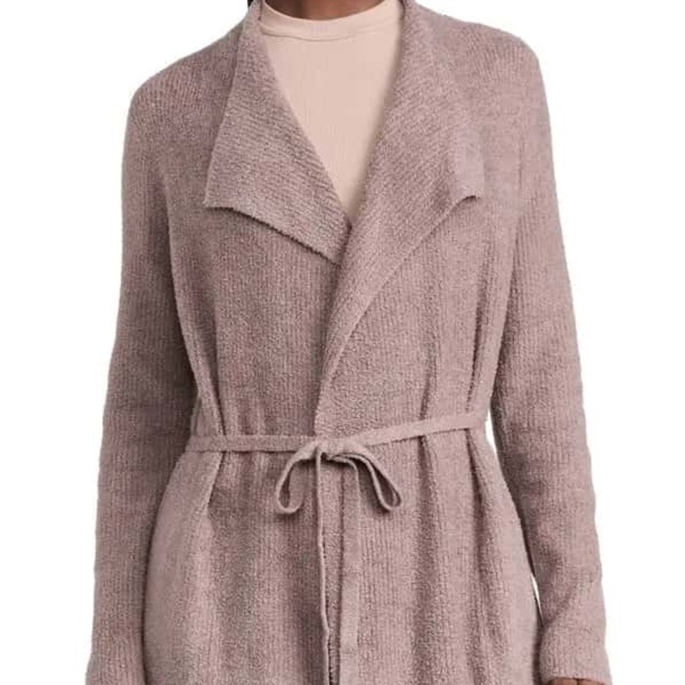 NWT Barefoot Dreams Cozychic Lite Waist Tie Cardigan/ Driftwood//XS